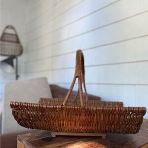 Vintage Made in Madeira Portugal Wicker gathering or Log Basket